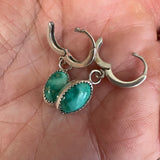 Emerald Valley Turquoise + Sterling Silver Huggie Earrings