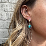 Kingman Turquoise + Sterling Silver Huggie Earrings