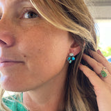 Turquoise + Moonstone + Sterling Silver Earrings