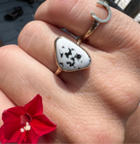 White Buffalo + 14K Gold Ring • Size 7