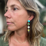 Royston Turquoise + Sonoran Gold Turquoise + Moonstone + Palomino Turquoise + Sterling Silver Earrings