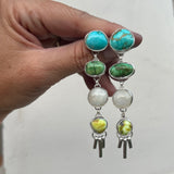 Royston Turquoise + Sonoran Gold Turquoise + Moonstone + Palomino Turquoise + Sterling Silver Earrings