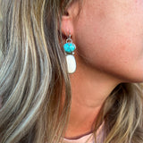 Kingman Turquoise + White Buffalo + Sterling Silver Earrings