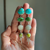 Royston Turquoise + Sonoran Gold Turquoise + Moonstone + Palomino Turquoise + Sterling Silver Earrings