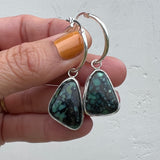 New Lander Variscite + Sterling Silver Hoop Earrings