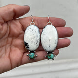 White Buffalo+ Royston Turquoise + Sterling Silver Earrings