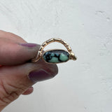 New Lander Variscite + 14K Gold Ring • Size 8
