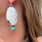 White Buffalo+ Royston Turquoise + Sterling Silver Earrings