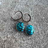 Kingman Turquoise + Sterling Silver Huggie Earrings