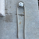 White Buffalo Turquoise + Sterling Silver Hairpin