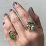 New Lander Variscite + 14K Gold Ring • Size 8