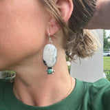 White Buffalo+ Royston Turquoise + Sterling Silver Earrings