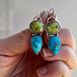 Palomino Turquoise + Blue Ridge Turquoise + Sterling Silver Earrings