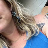 Matte Onyx and Moonstone + Sterling Silver Earrings