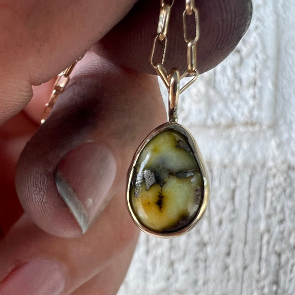 Palomino Turquoise + 14k Gold Pendant
