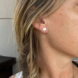 White Buffalo + Sterling Silver Stud Earrings