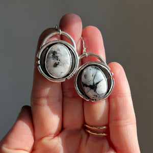 White Buffalo + Sterling Silver Shadow Earrings