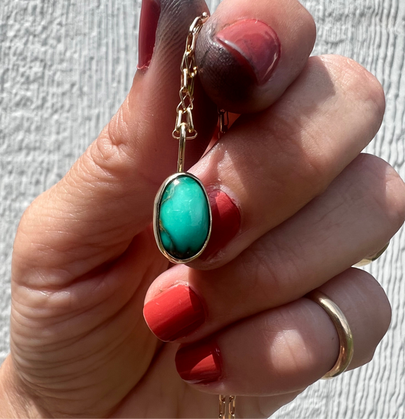Emerald Valley Turquoise + 14k Gold Pendant