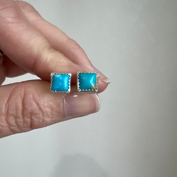 Kingman Turquoise + Sterling Silver Stud Earrings