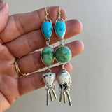 Blue Ridge Turquoise + Kings Manassa Turquoise + White Buffalo + Sterling Silver Earrings