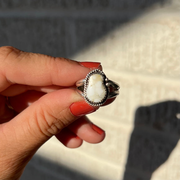 White Buffalo + Sterling Silver Ring • Size 8