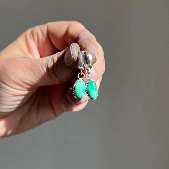Emerald Valley Turquoise + Sterling Silver Huggie Earrings