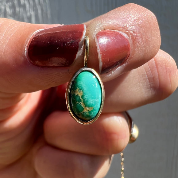 Emerald Valley Turquoise + 14k Gold Pendant