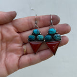 Turquoise + Carnelian + Sterling Silver Earrings