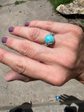 Turquoise Mountain Tuquoise + Sterling Silver Ring • Size 5.5
