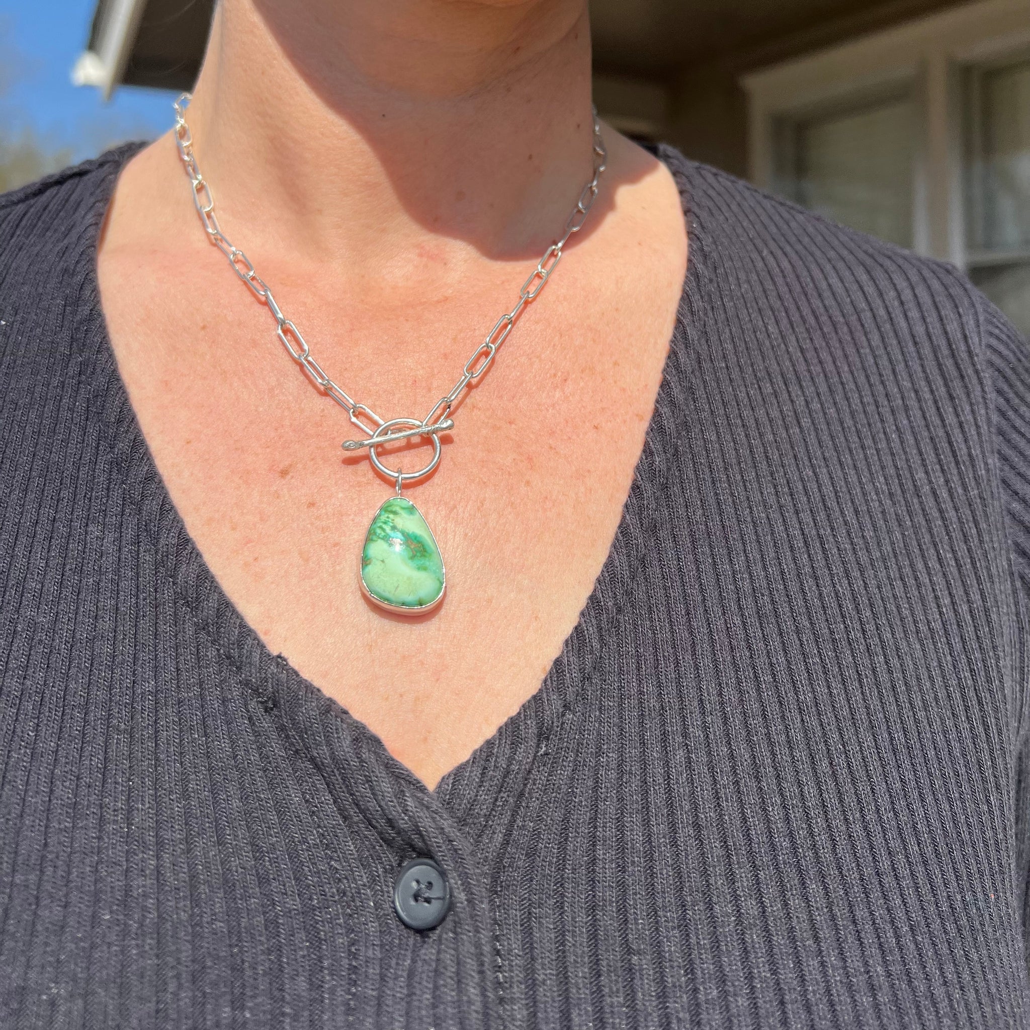 Verde Valley Variscite + Sterling Silver Necklace – Swaying Grass
