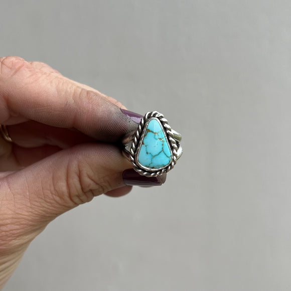 No. 8 Tuquoise + Sterling Silver Ring • Size 5.5