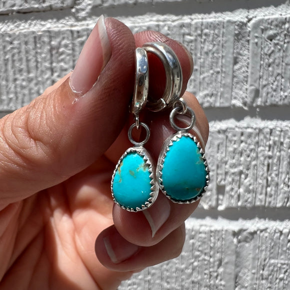 Sonoran Gem Turquoise + Sterling Silver Huggie Earrings