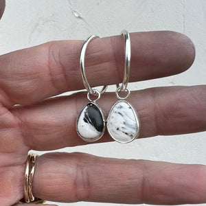 White Buffalo + Sterling Silver Hoop Earrings