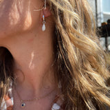 White Buffalo + Sterling Silver Huggie Earrings