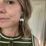 Blue Gem Turquoise + White Buffalo + Sterling Silver Earrings