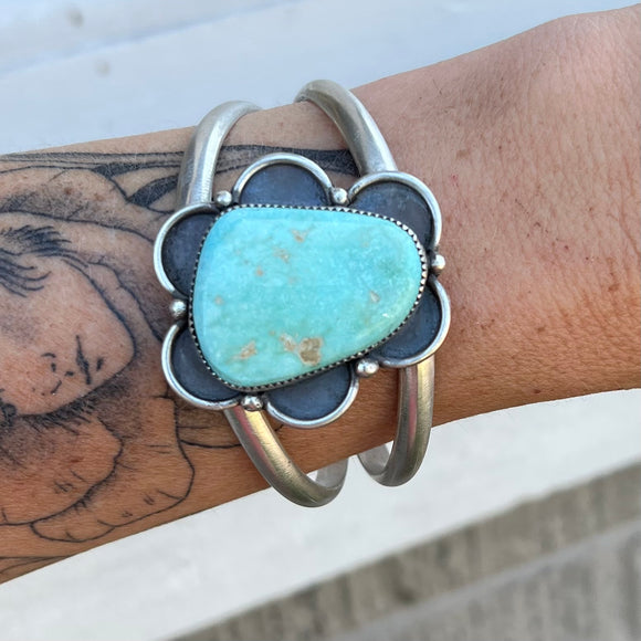 Blue Gem Turquoise + Sterling Silver Cuff