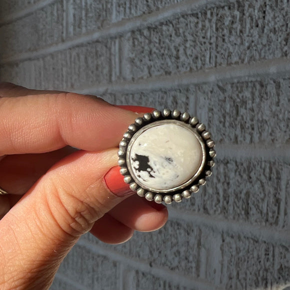 White Buffalo + Sterling Silver Ring • Size 7