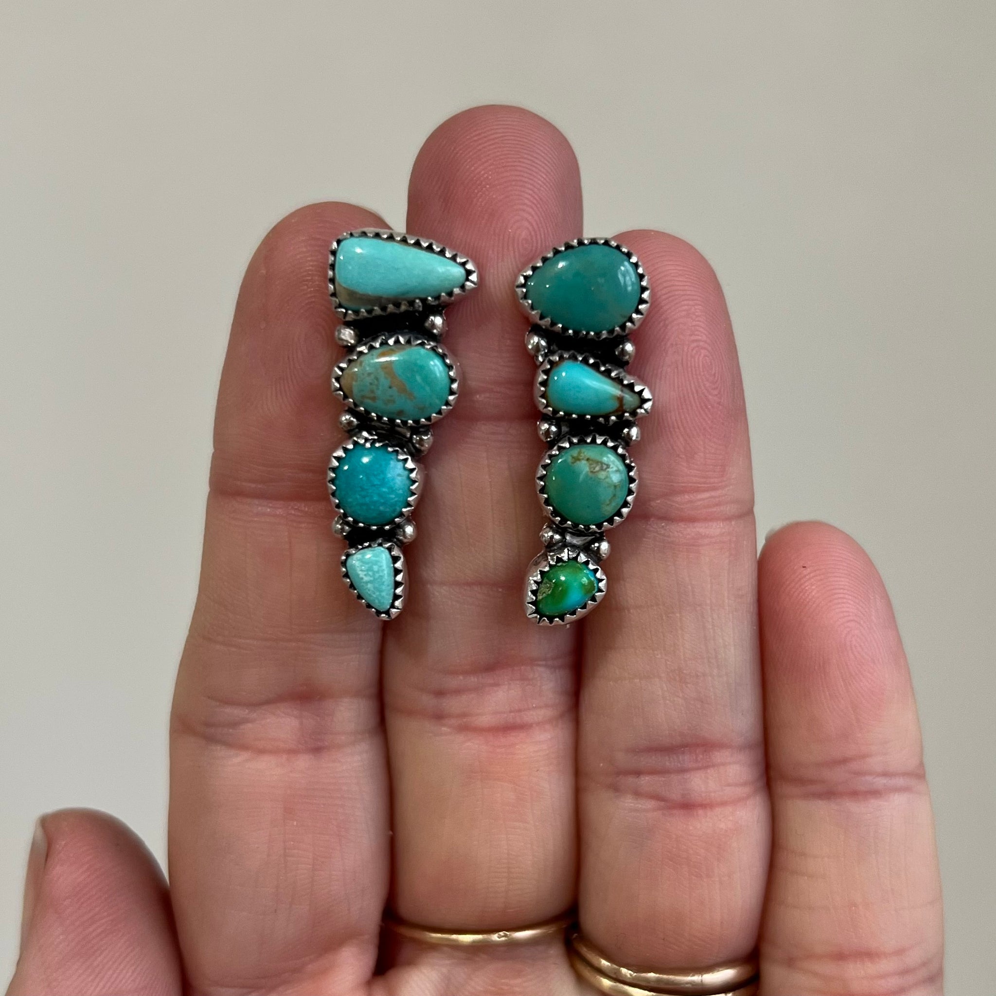 Sterling Silver Turquoise Ear Climbers Turquoise Sterling Silver