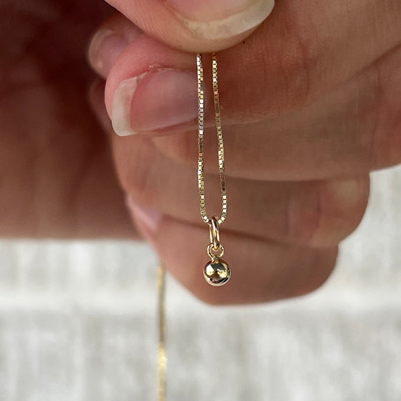 14k Gold Sphere + 14k Gold Necklace
