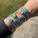 Royston Turquoise + Sterling Silver Reverse Stacker Cuff