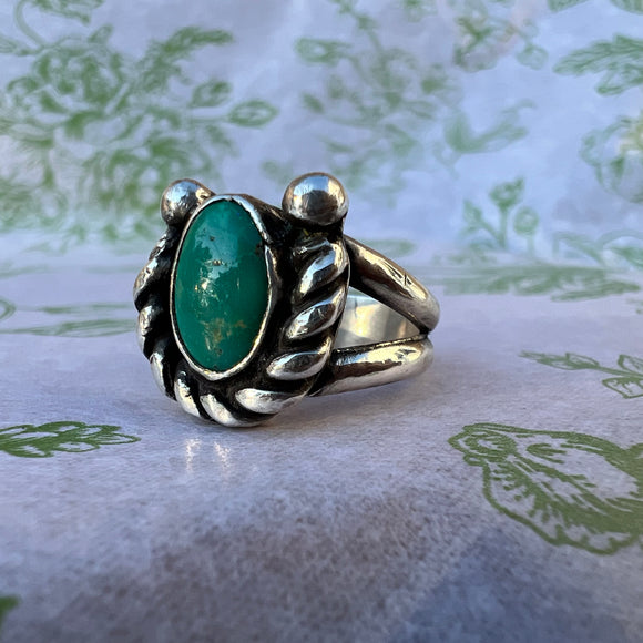 Emerald Valley Turquoise + Sterling Silver Ring • Size 4.5