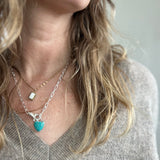 Turquoise + Sterling Silver Heart Necklace