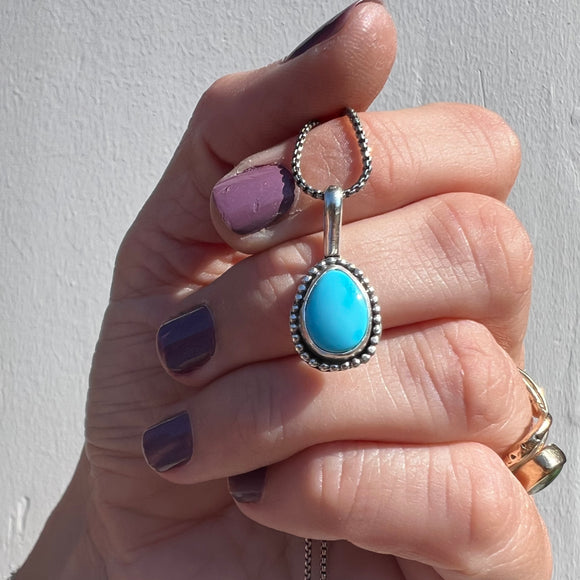 No. 8 Turquoise + Sterling Silver Pendant