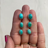 Blue Gem Turquoise + Sterling Silver Stud Earrings