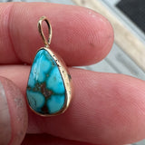 Discounted Item, please read… Turquoise Mountain Turquoise + 14k Gold Pendant