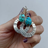 Kingman Turquoise + Sterling Silver Hoop Earrings