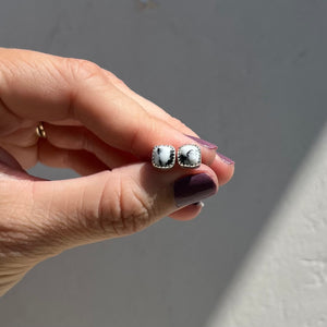 White Buffalo + Sterling Silver Stud Earrings