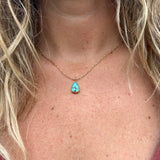 Discounted Item, please read… Turquoise Mountain Turquoise + 14k Gold Pendant