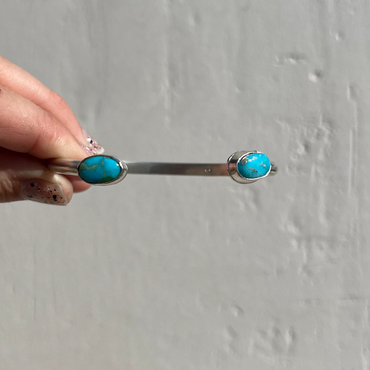 Emerald Valley Turquoise + Sterling Silver Reverse Stacker Cuff ...