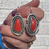 Mediterranean Coral + Sterling Silver Earrings